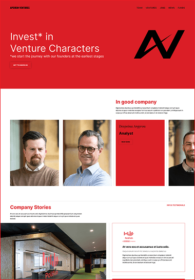 VC Behind the Founders — full-page design mockup